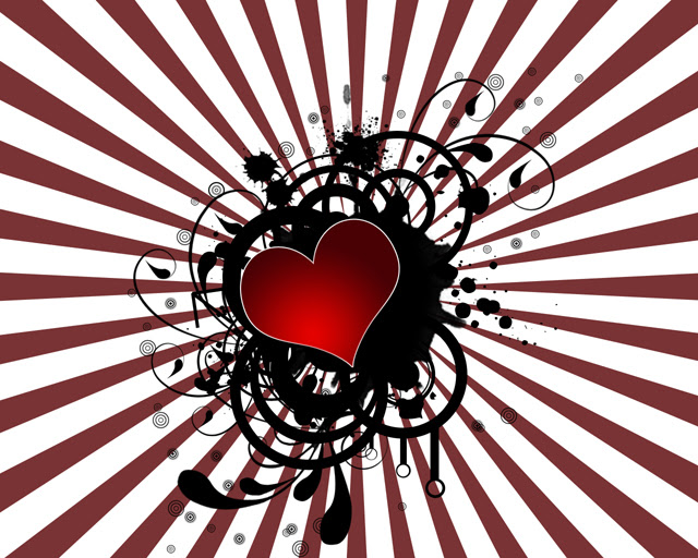 Hearts on a sun rays background wallpaper image 16