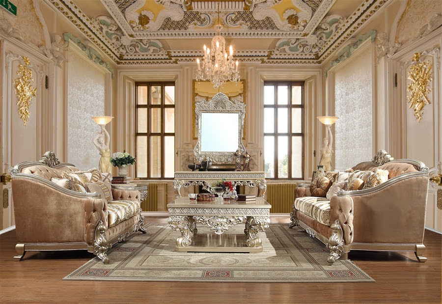 Regal Luxury Tufted Carved 2 Piece Living Room Set by ...