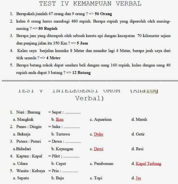  Contoh Soal Psikotes Matematika Gambar Jawaban LENGKAP 