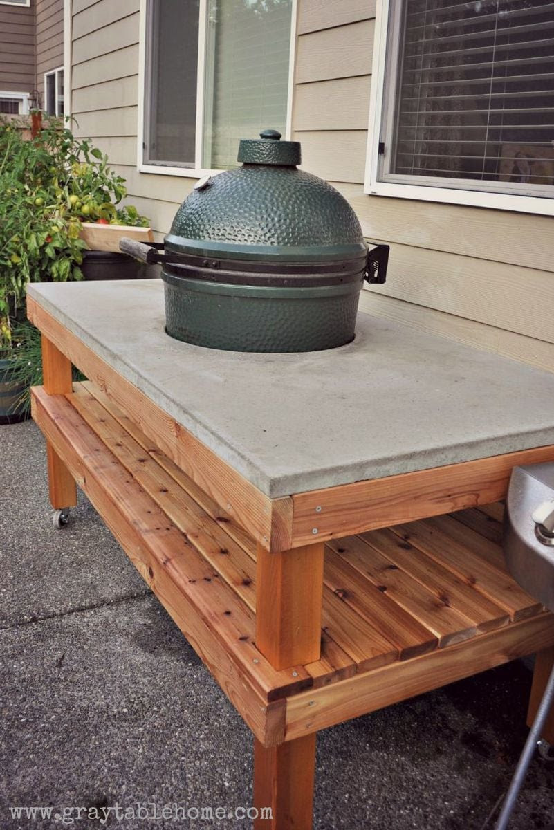 Ana White | DIY Big Green Egg Grill Table with Concrete Top - DIY Projects