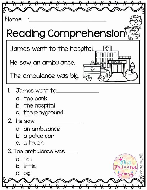  kindergarten reading comprehension worksheet kindergarten reading