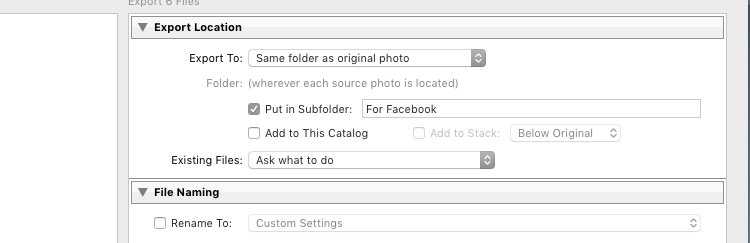 Lightroom export images