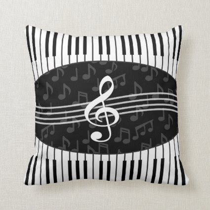 Stylish musical note clef and piano keys design pillows