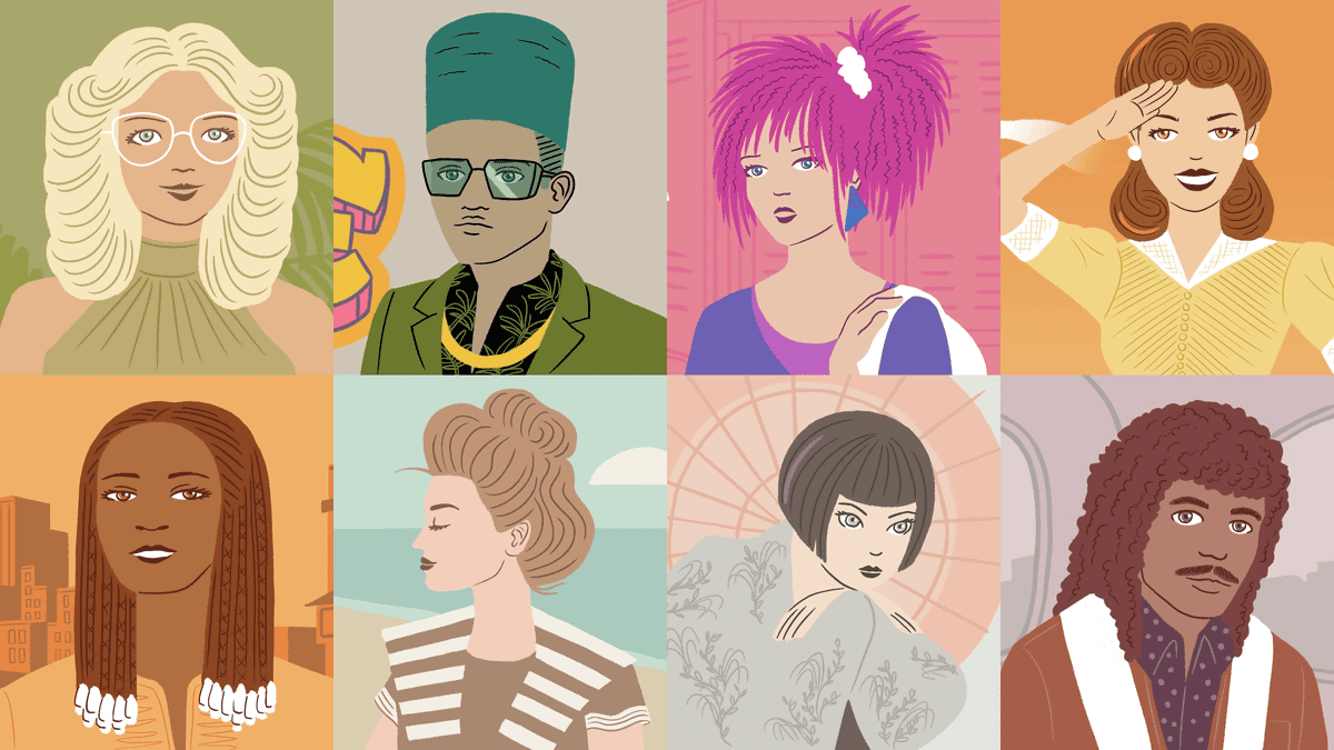 20世紀のヘアスタイルの歴史がアニメーションでまとめてわかるムービー