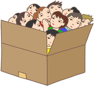 無料イラスト アップロード ギャグ系日常生活 大衆食堂 定食屋 満員 混雑 会社で使う 無料ビジネス素材