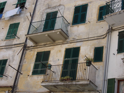 Riomaggiore Cinque Terre Ligurien Häuserfassade