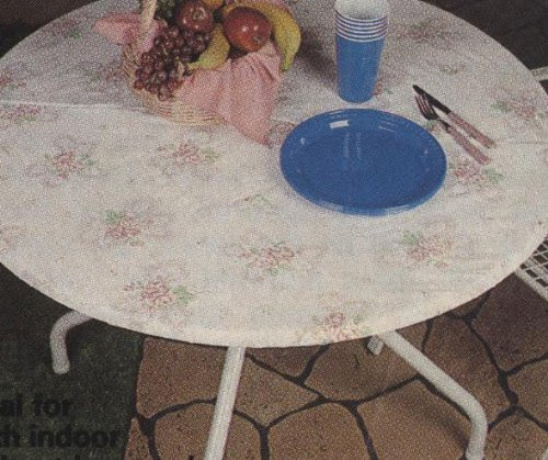 Fitted Vinyl Tablecloths, 60 Inches Round, Flannel Soft Backing, English Rose Design