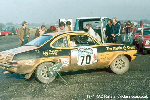 On the stage at Croft during the '74 RAC Rally: Vauxhall Magnum 2300