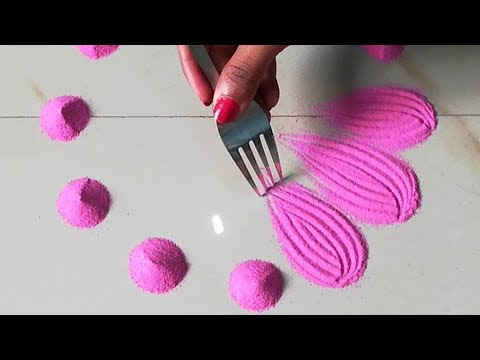video-linktoworks-Very easy and quick rangoli using bangles and fork | Easy ...