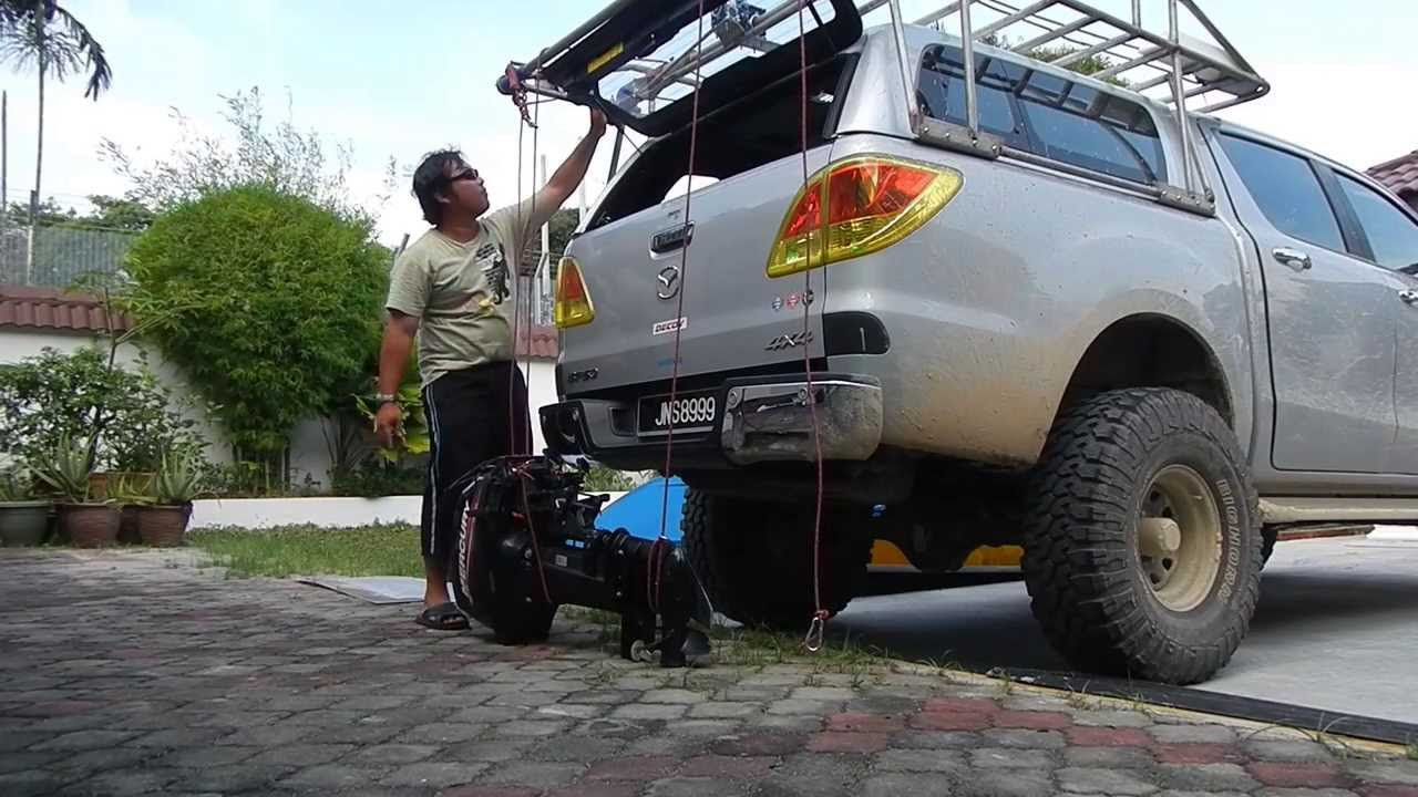 Home made Roof rack with boat loader - YouTube