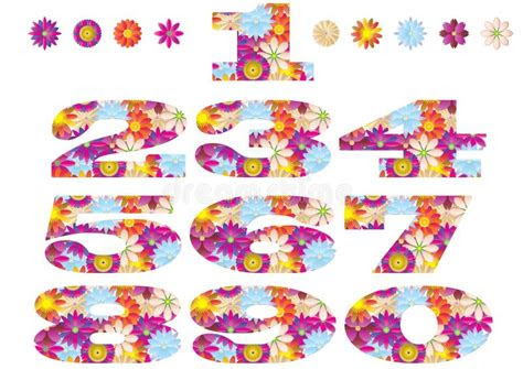  flower numbers stock vector illustration of color icons 25820245