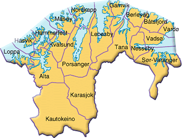 kart over finnmark Norske landskapsvåpen: Fylkesvåpen   Finnmark