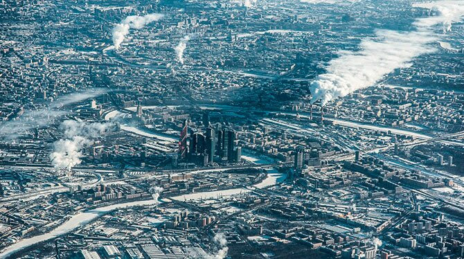 Зимняя Москва с высоты птичьего полета