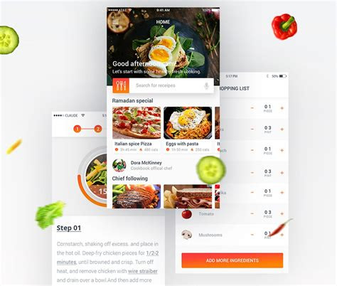 cool food recipe mobile app  psd  food recipe