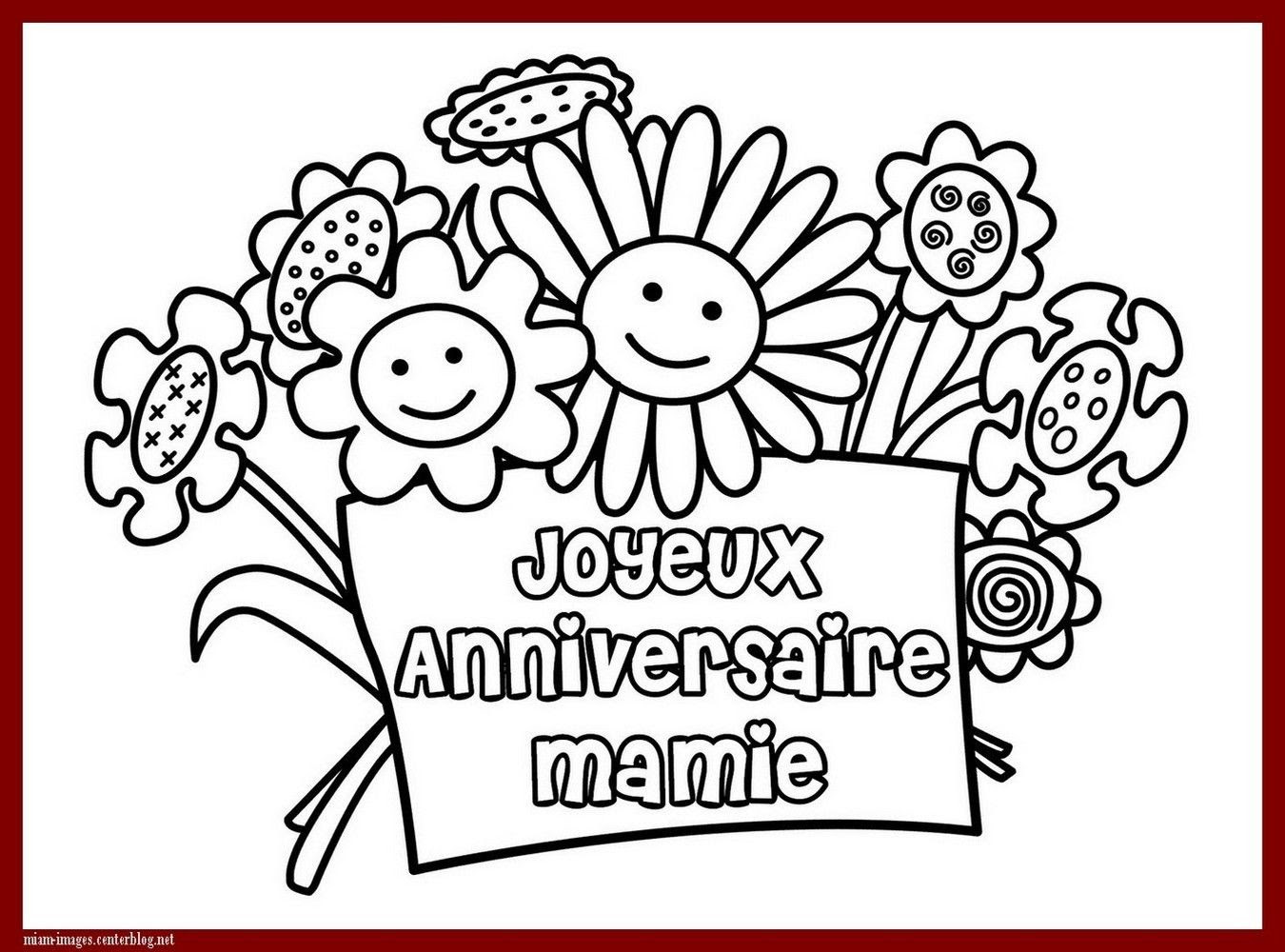 coloriage joyeux anniversaire mamie a imprimer