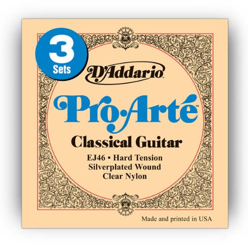D'Addario EJ46-3D Pro-Arte Nylon Classical Guitar Strings, Hard Tension, 3 Sets On Sale