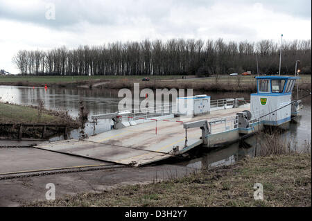 Ferry on river Weser near Lippoldsberg, Hesse, Germany ...