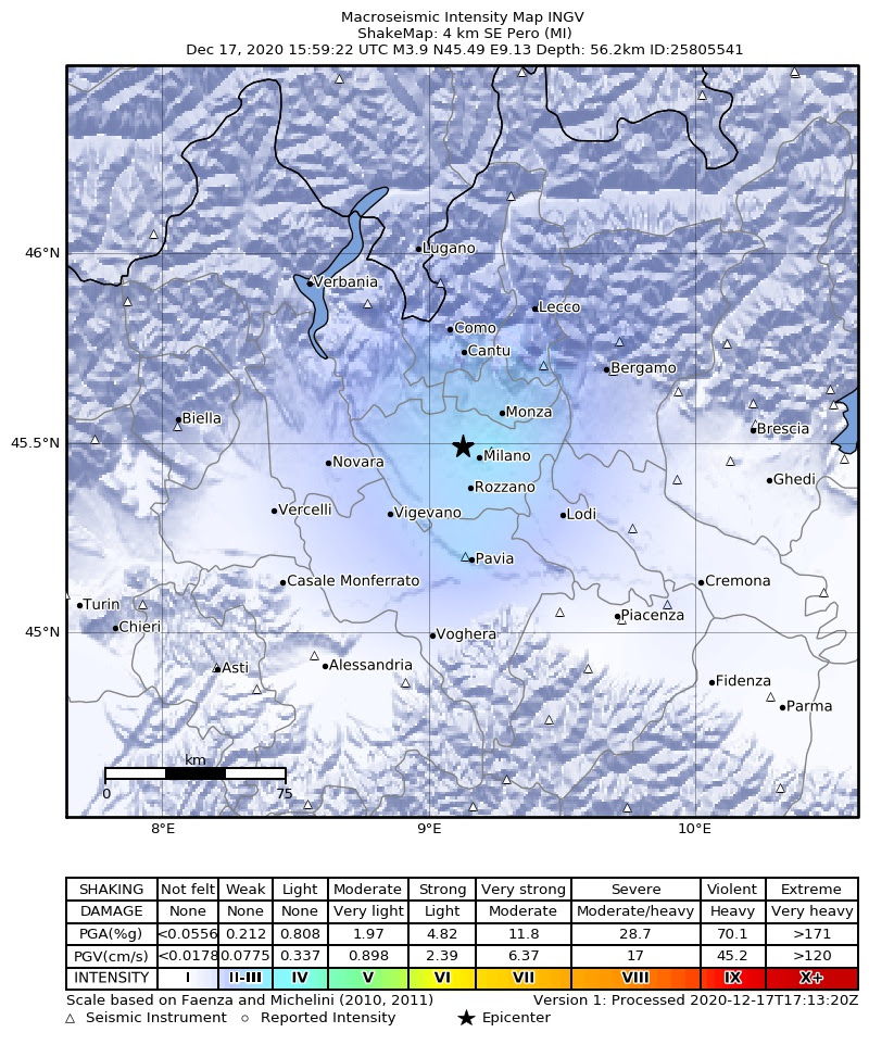 Terremoto Milano Oggi - Terremoto oggi/ INGV ultime scosse ...