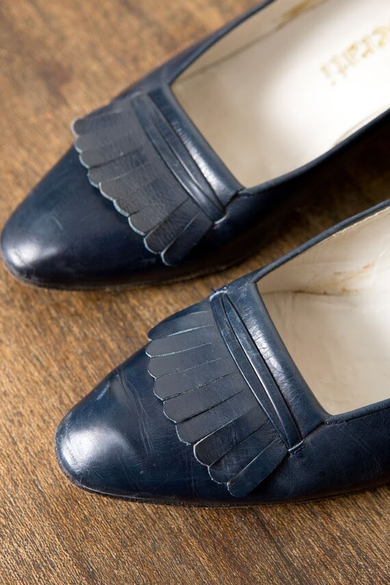 ... Vintage Navy Blue Maserati Loafer Pumps from TastyVintage , $10