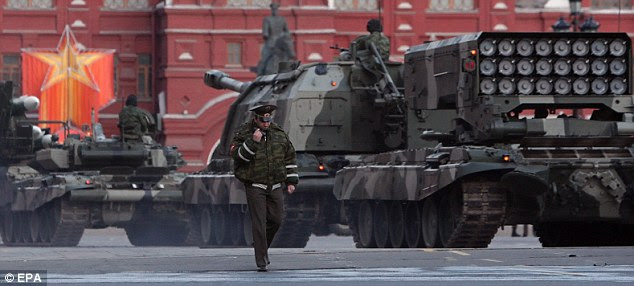 The event has attracted controversy over the decision to display Stalin's portrait in Red Square 