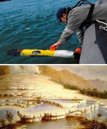 Pink and White Terraces robot search. ROBOT RESEARCH: A Remus submarine, 