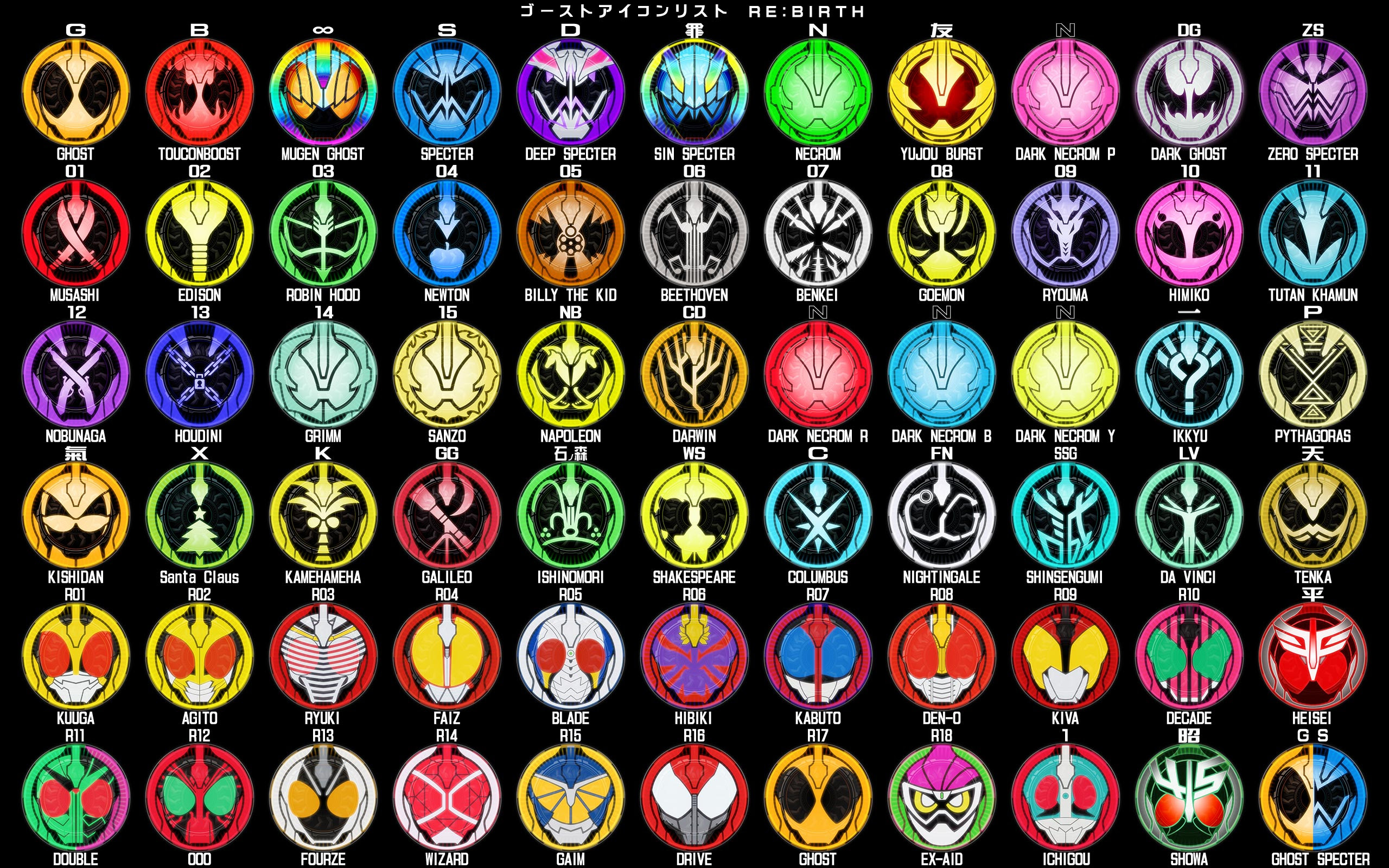 仮面ライダーゴースト ゴーストアイコン一覧表 壁紙