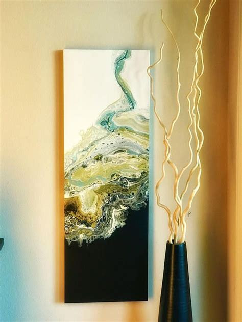 Cups, spoons, and tarp · gloves · silicone . SALE!!Acrylic pour Abstract painting black white and gold