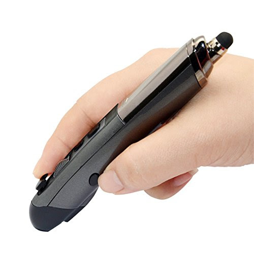 Optimal Shop New Fashion Optical 2.4G Wireless Mouse Touch Pen Mouse with Laser Pointer Web Browsing For Powerpoint Presentation,Adjustable 800/ 1200/1600 DPI for PC (Win xp , Linux , Android 2.x , Android 4.x , Win 2000 , Win vista , Win7 32 , Win7 64 , Win 8,Mac OS X) Mice + USB 2.0 Receiver -Gray