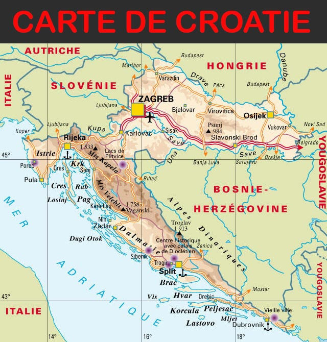 Carte de la Croatie - Cartes et informations sur la Croatie