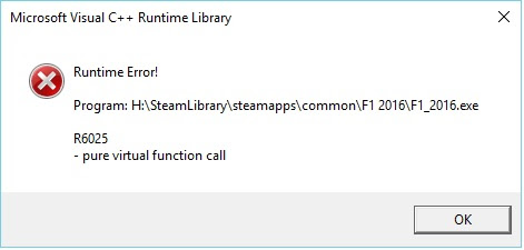 F1 16 On Windows 10 Runtime Error R6025 Technical Assistance Codemasters Community