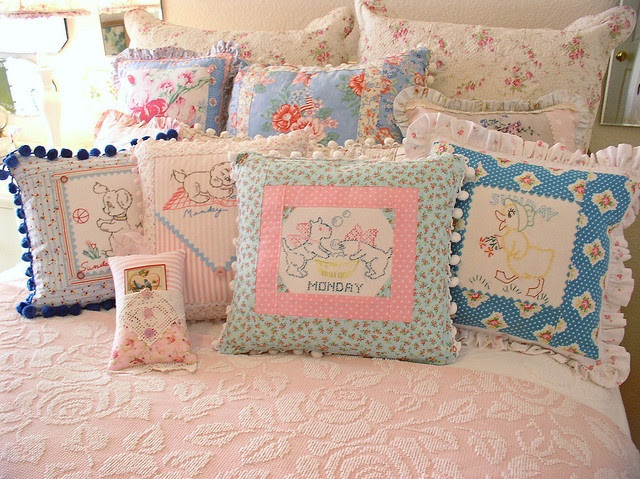 pillows made with vintage linens