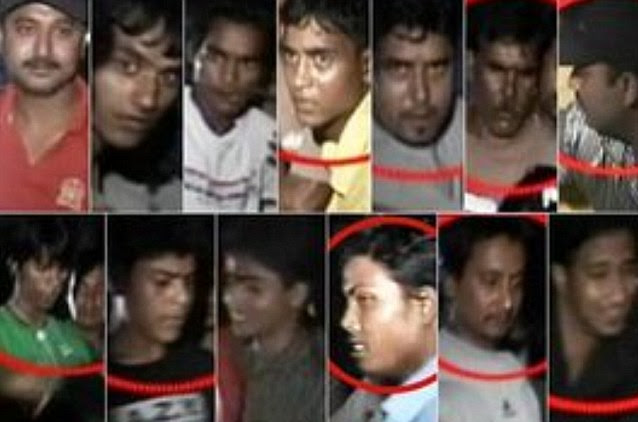 Accused: Police have come under fire for their slow response to the incident. Posters have now been put up across the city showing the faces of the 13 suspects