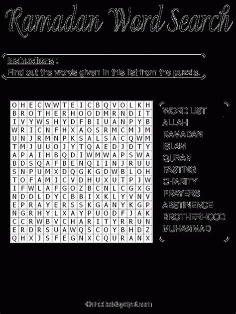  ramadan word search free printable the printables fairy ramadan word