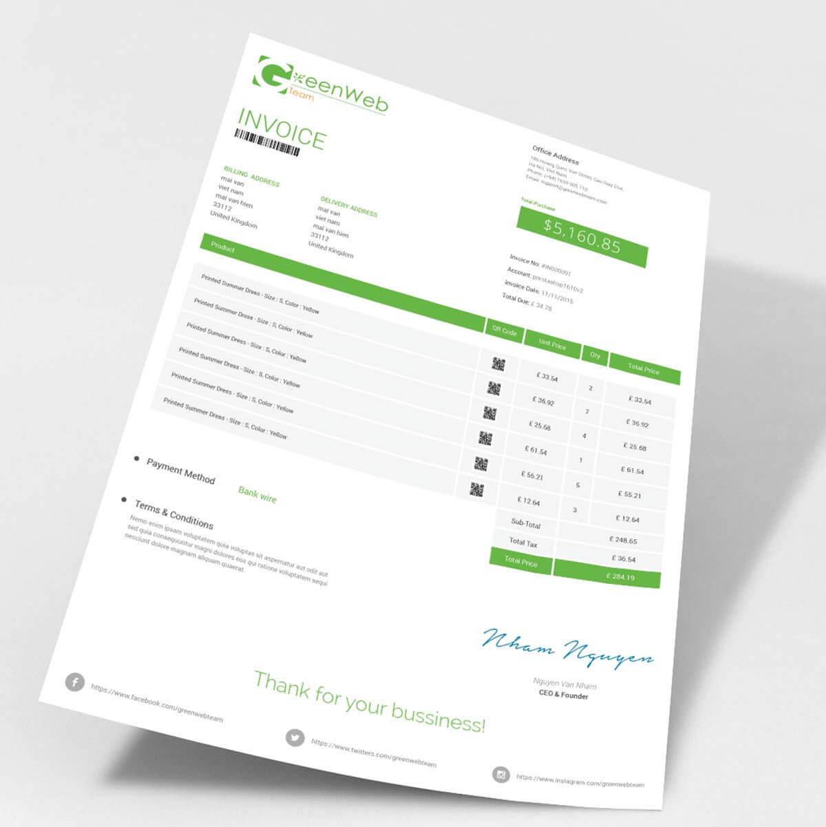 Prestashop Custom Invoice Delivery Template Module Advanced