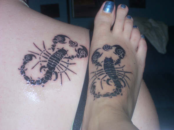 Henna Scorpio Tattoo Design On Back and Foot