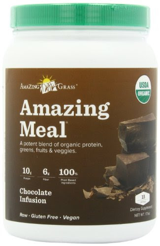 Amazing Grass Amazing Meal, Organic Chocolate Infusion Powder, Gluten Free, 15 Servings, 17.1-Ounce Container