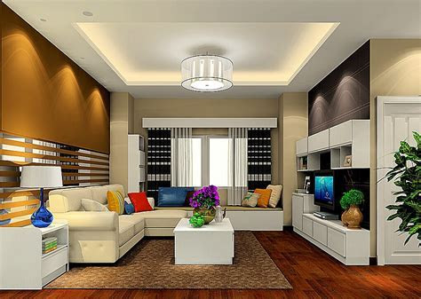 Modern living room with round ceiling light