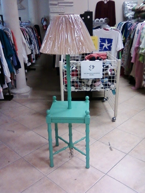 Vintage floor lamp with attached table One of a by leeannnewton