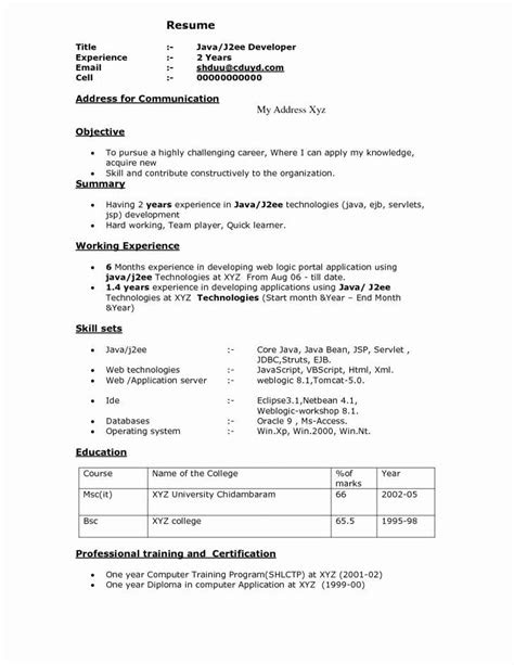 years experience resume format  resume format