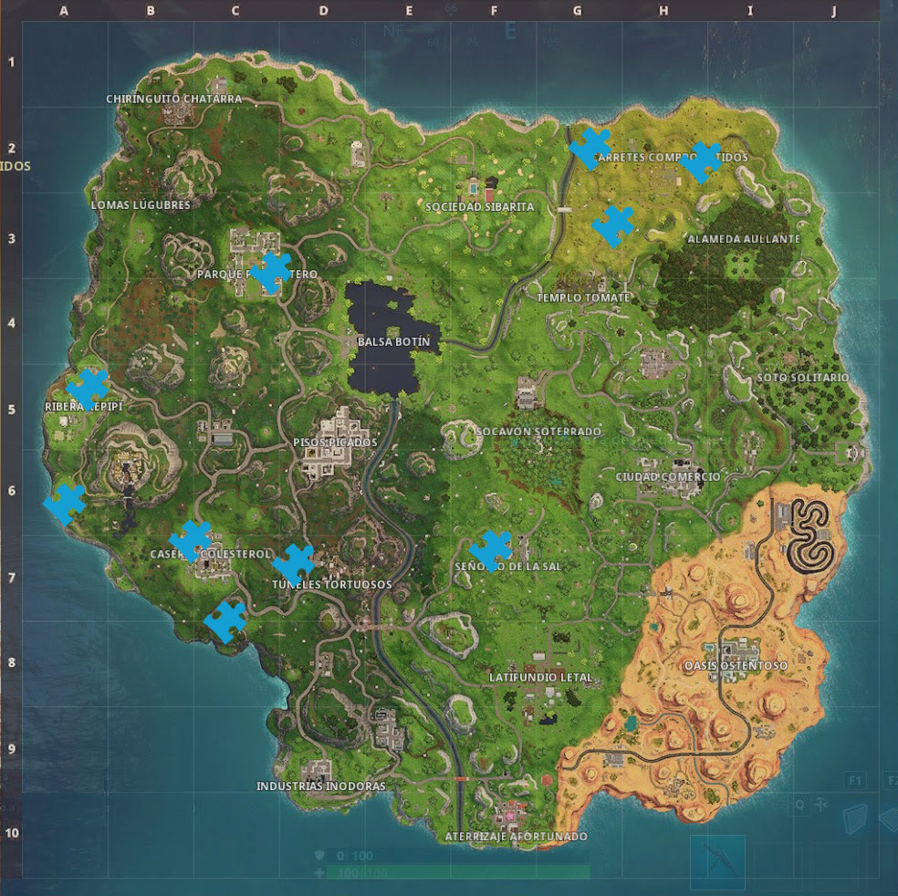 ubicaciones rompecabezas sotano - fichas de rompecabezas fortnite semana 8