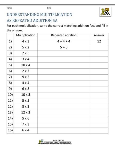 Write a multiplication sentence for each array. 2nd grade multiplication as repeated addition worksheet william
