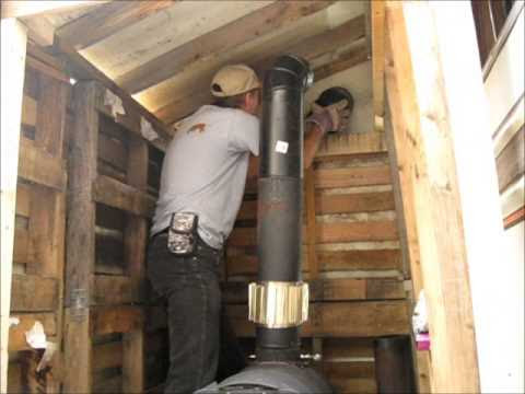 Installing The Barrel Stove Pipes - YouTube