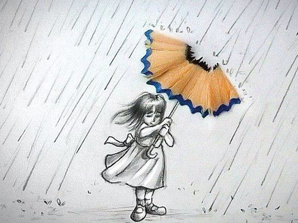 Girl In Rain Drawing At Getdrawingscom Free For Personal