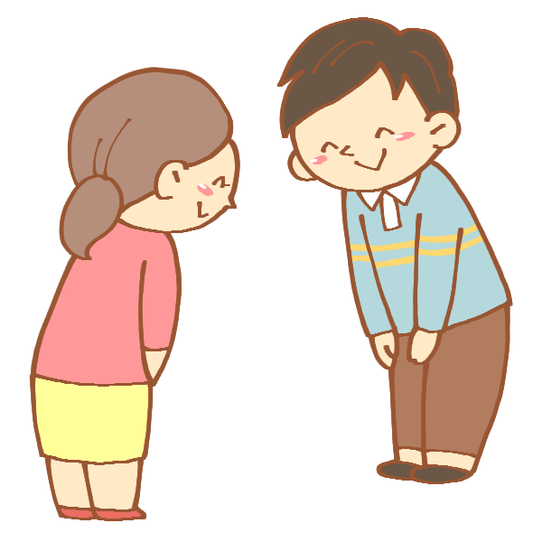 挨拶をしあう男女のイラスト かわいいフリー素材が無料のイラストレイン