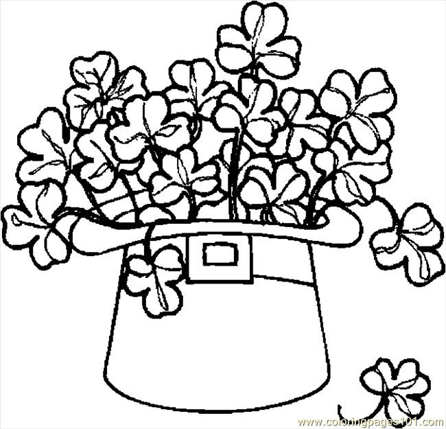 Download Coloring Pages Hat & Shamrocks 1 (Holidays > St. Patrick's Day) - free printable coloring page ...
