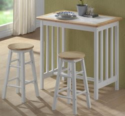 Black Friday White/Natural Finished Breakfast Bar Set - 3 Piece (White and Natural) (36
