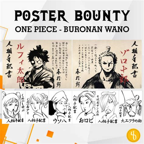 jual  set poster bounty  piece edisi buronan wano wanted shp