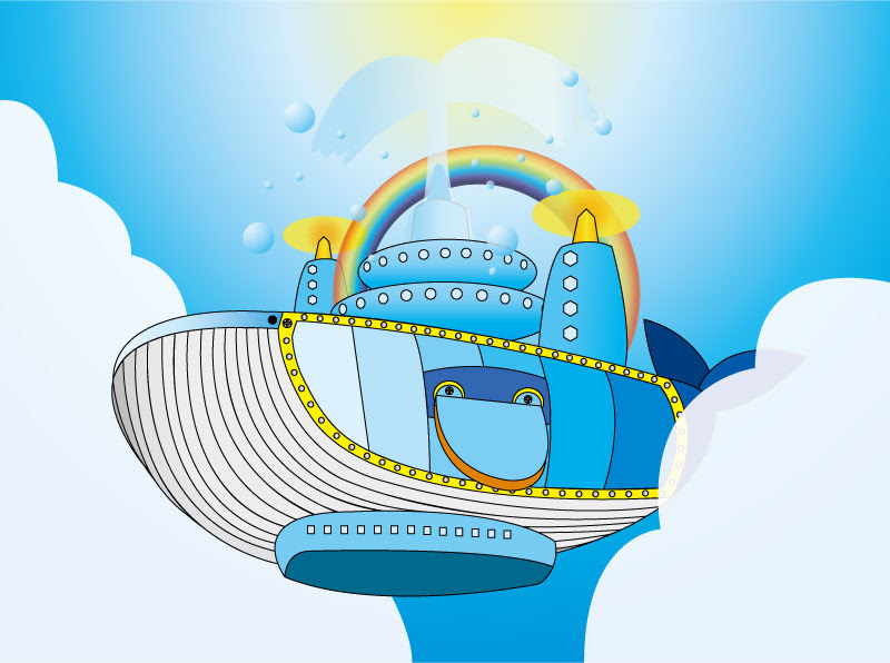 イラスト クジラ くじら ファンタジー 飛行船 船 ユキビトさん イラスト無料素材のイラスト屋さん イラスト発注 イラストレーター募集も