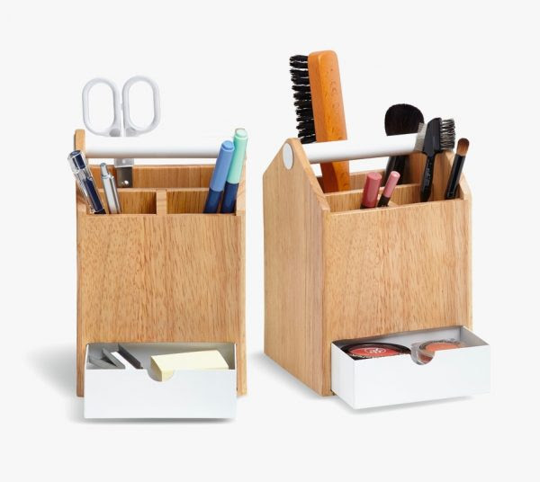 40 Unique Desk Organizers Pen Holders Make a block of wood smarter with a card slot, business card holder and inbuilt pen cup.