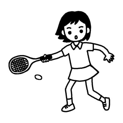 テニス3 テニス 卓球 部活動 クラブ活動 運動 学校 無料 白黒イラスト素材